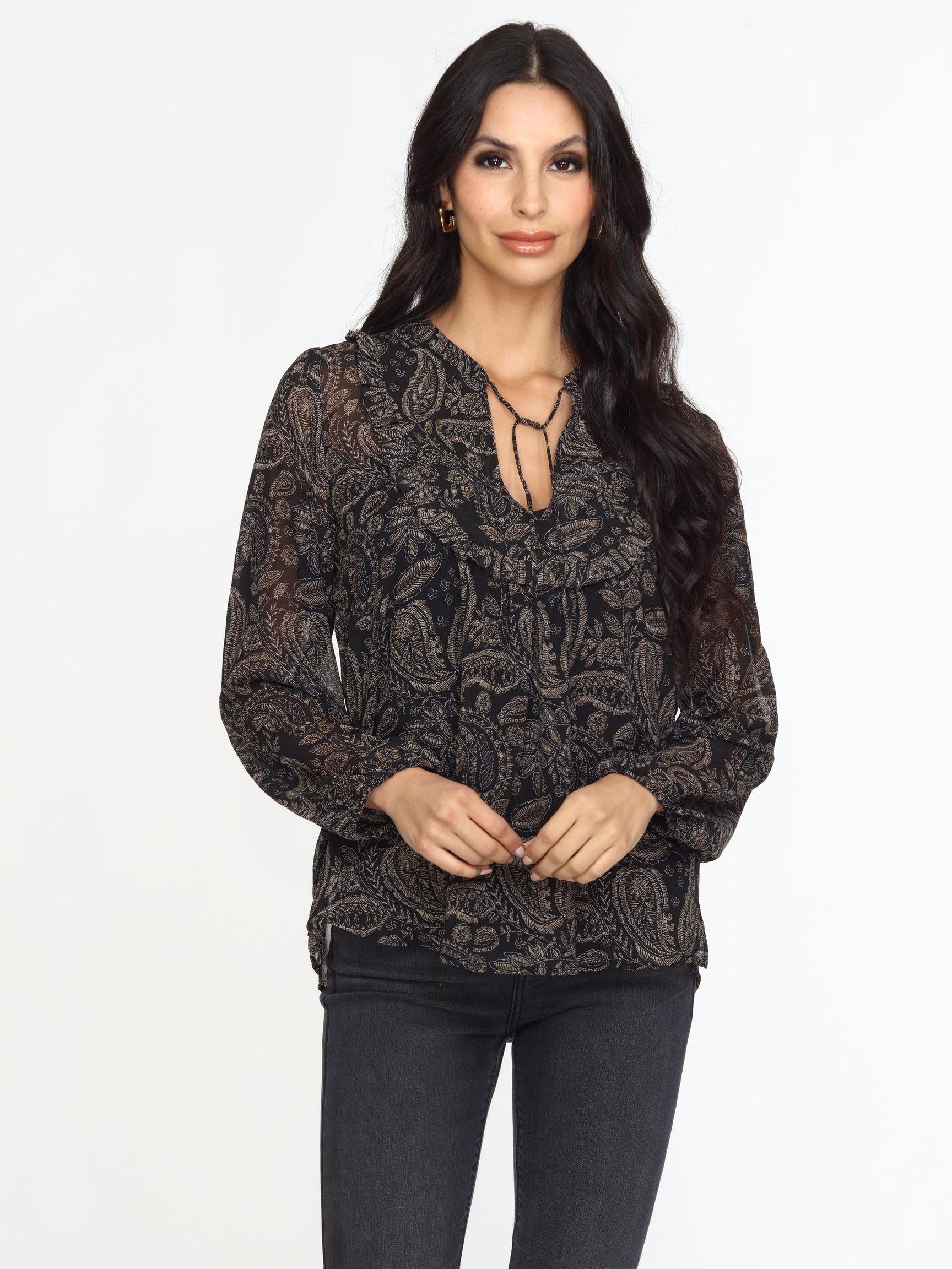 Yukon Ruffle Bib Blouse-FINAL SALE