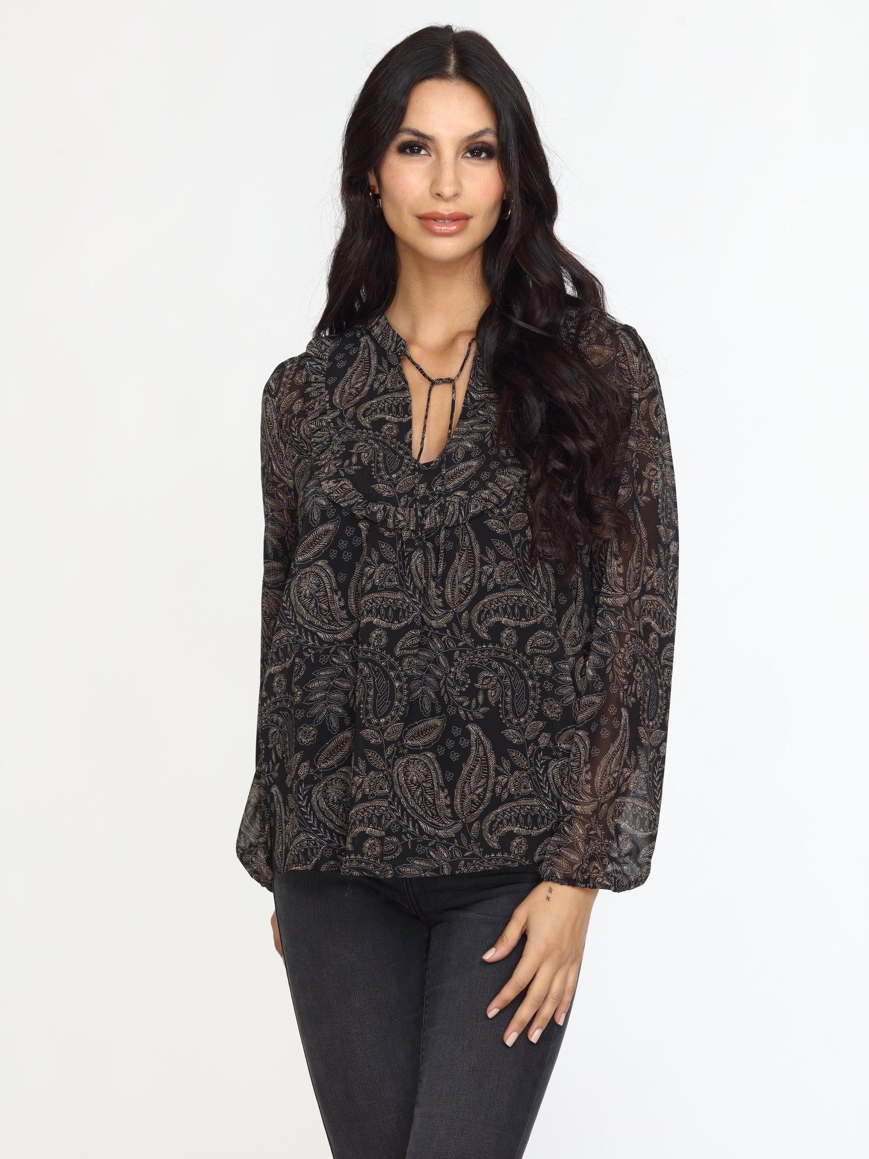 Yukon Ruffle Bib Blouse-FINAL SALE