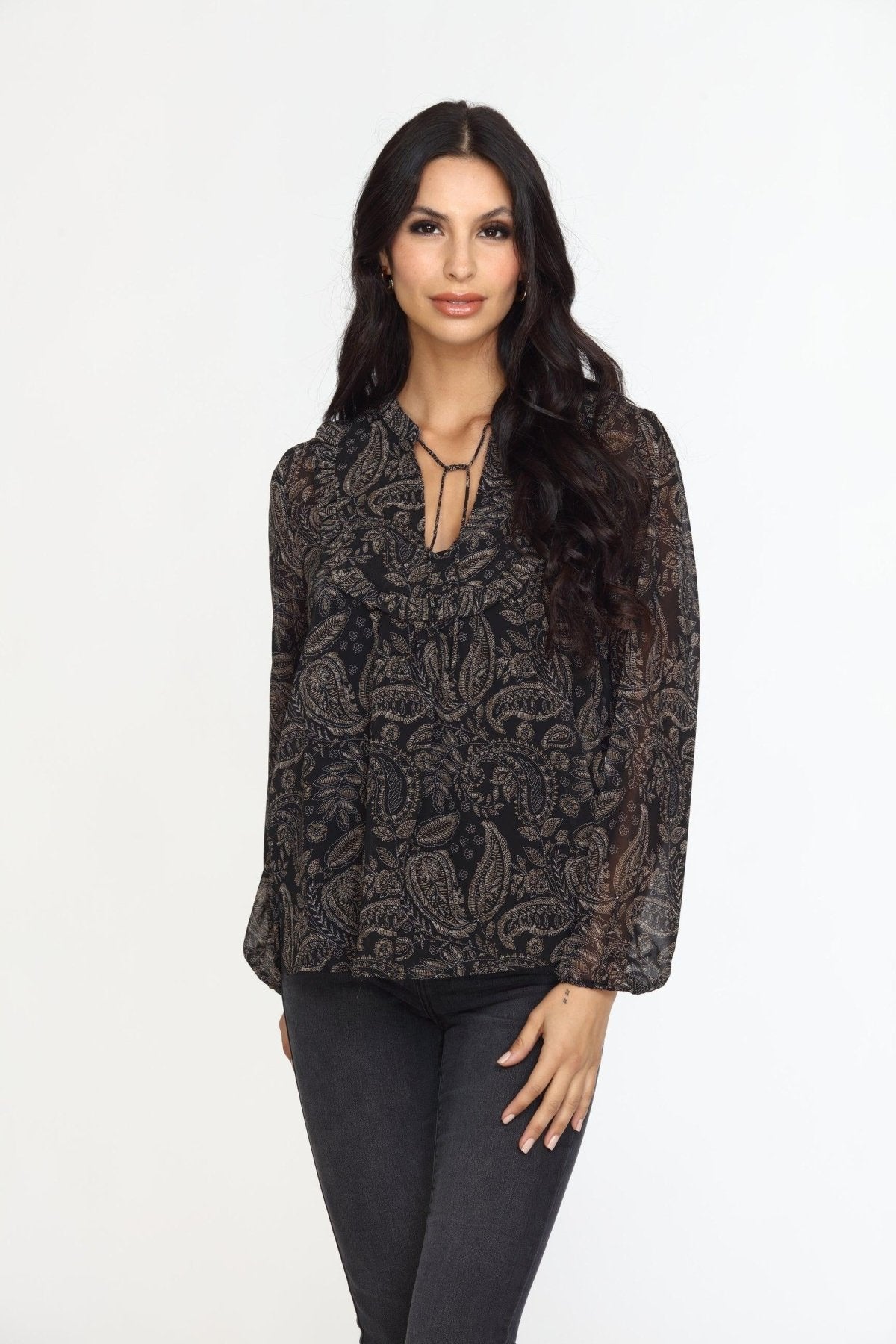 Yukon Ruffle Bib Blouse-FINAL SALE