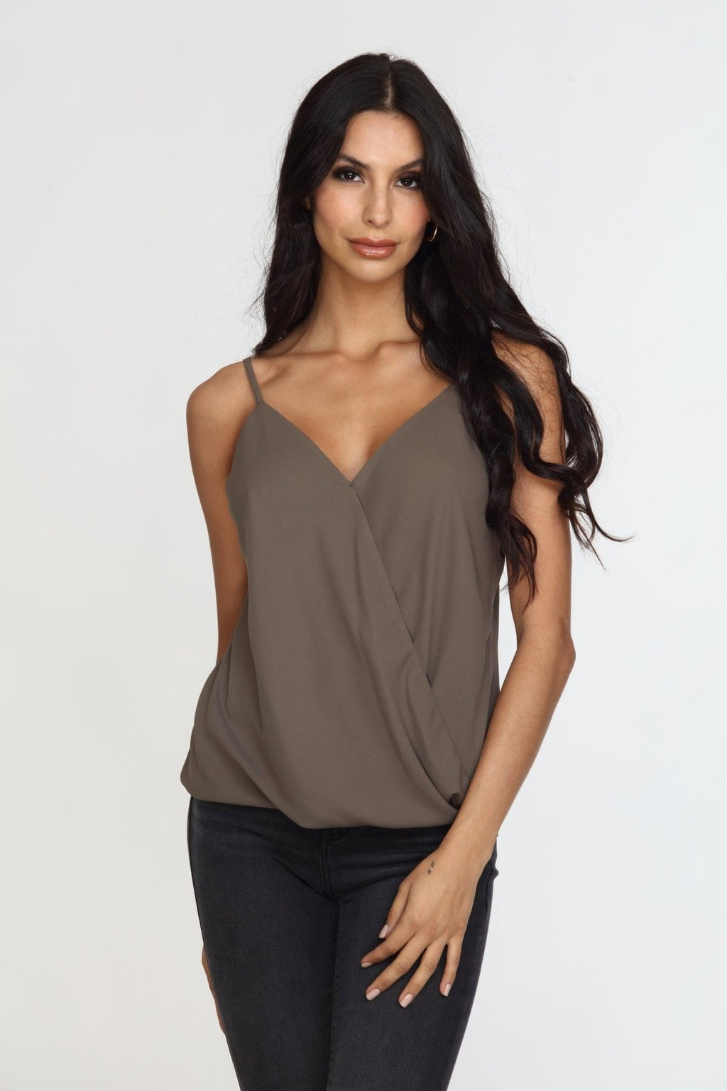 Olive Surplice Cami-BEST SELLER