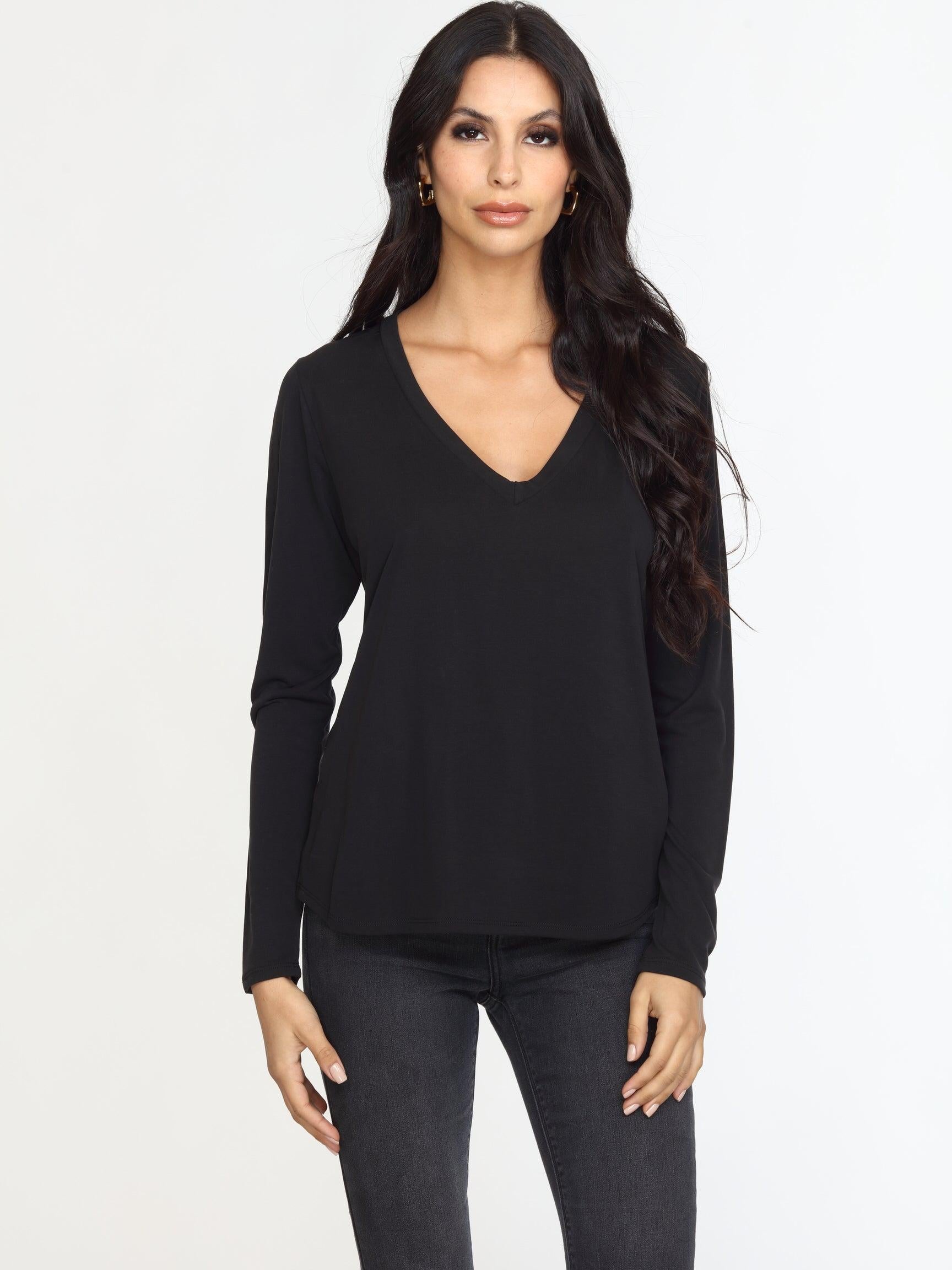 Black Cupro Long Sleeve Tee-FINAL SALE