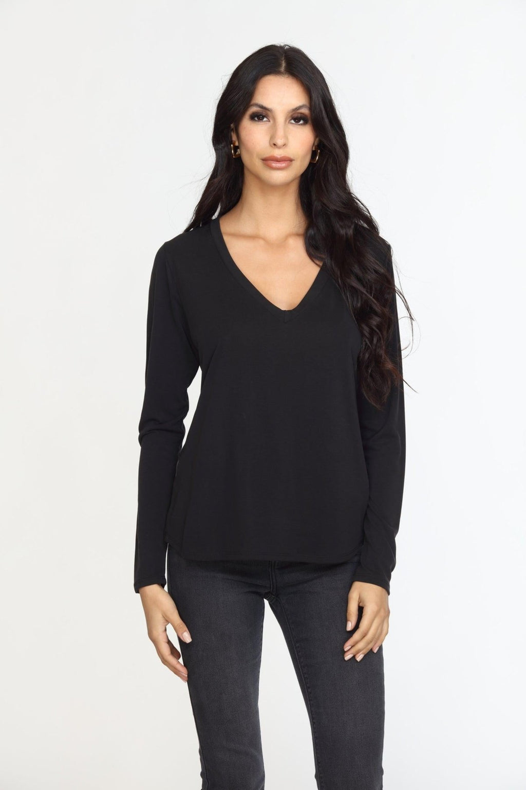 Black Cupro Long Sleeve Tee-FINAL SALE