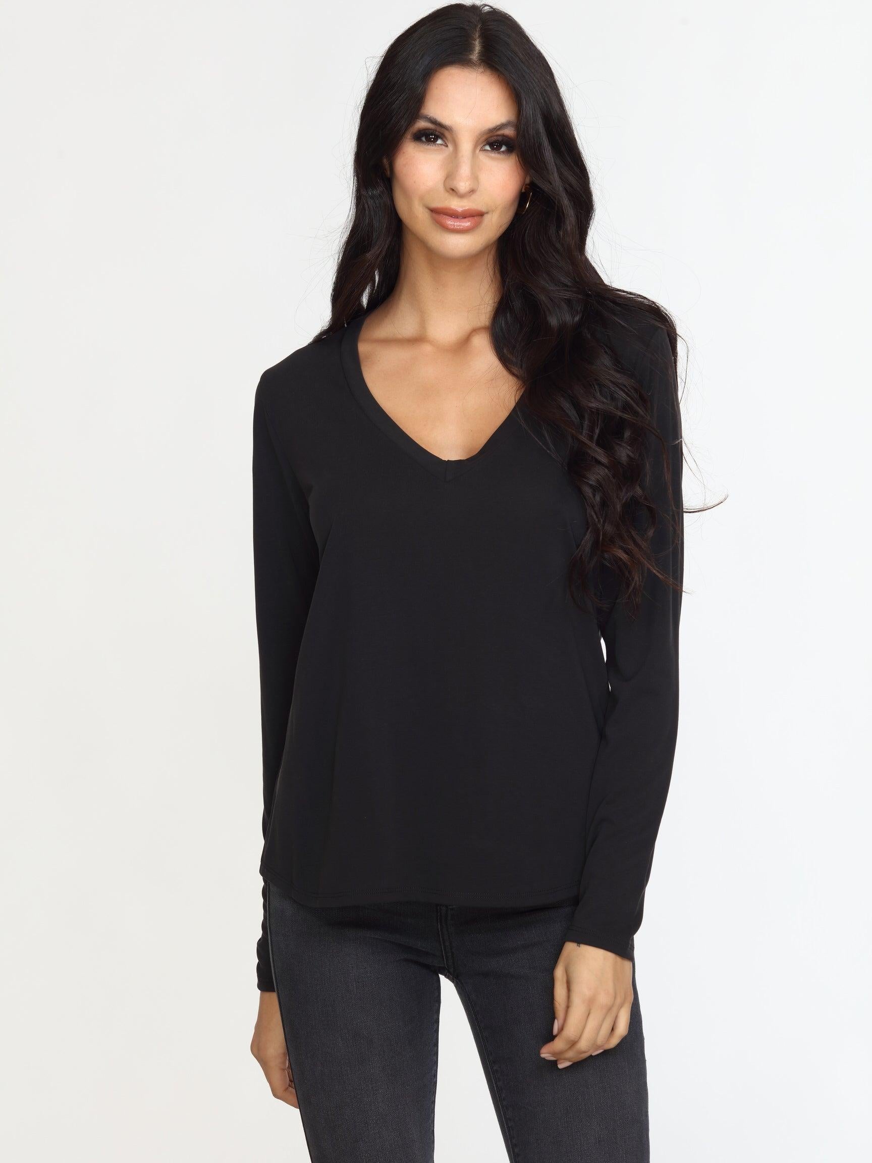 Black Cupro Long Sleeve Tee-FINAL SALE