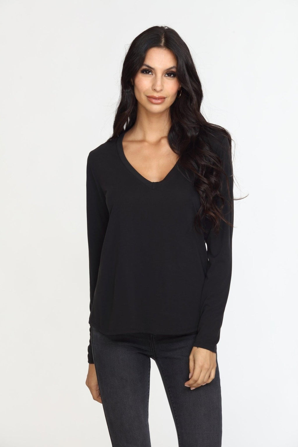 Black Cupro Long Sleeve Tee-FINAL SALE