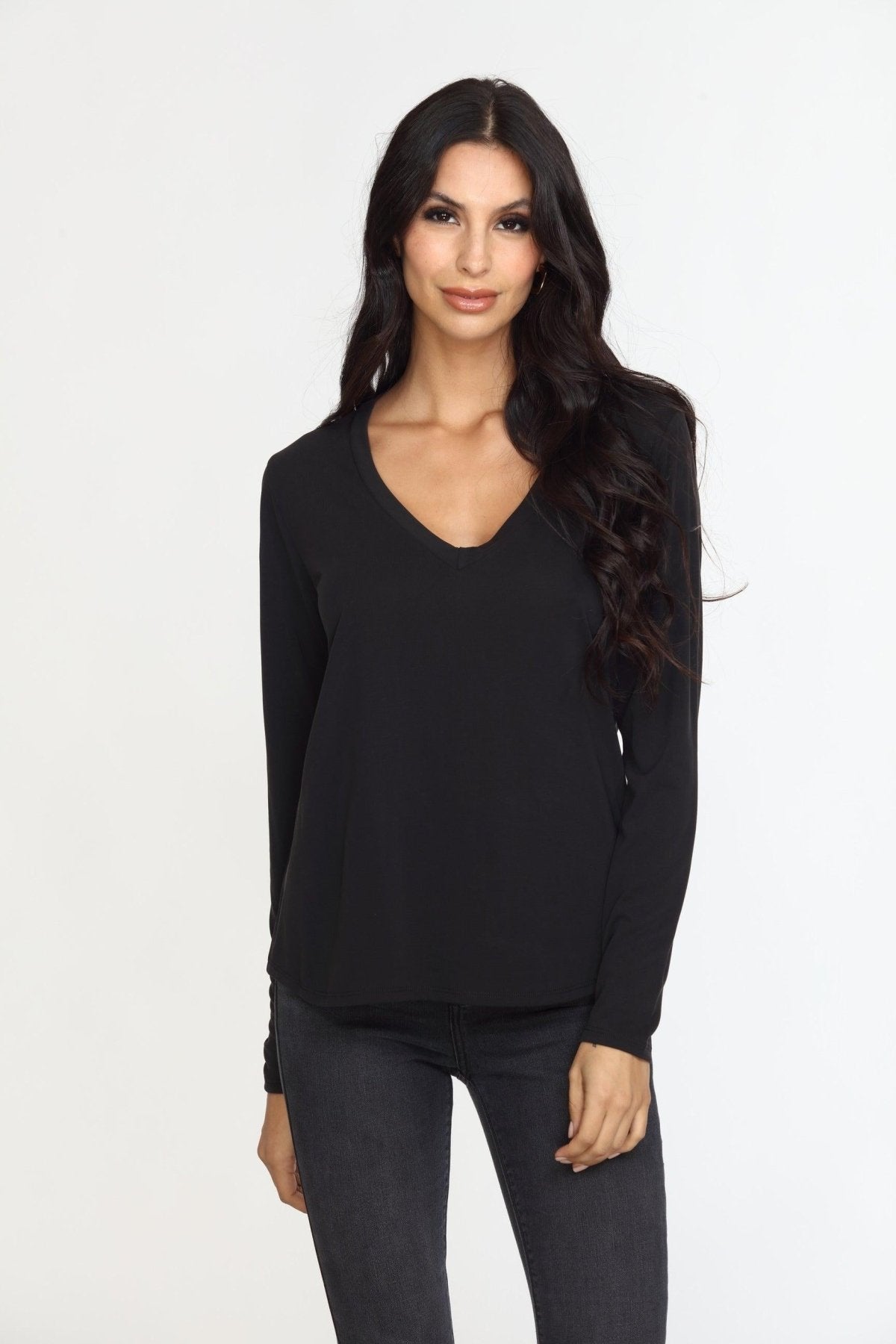 Black Cupro Long Sleeve Tee-FINAL SALE