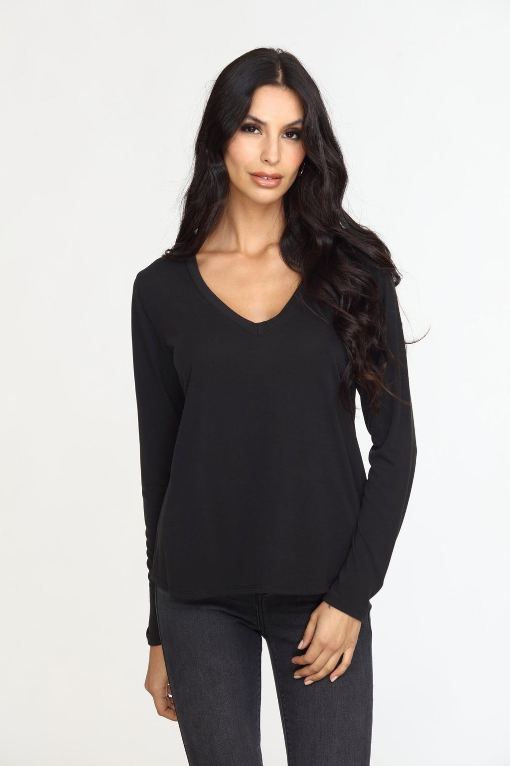 Black Cupro Long Sleeve Tee-FINAL SALE