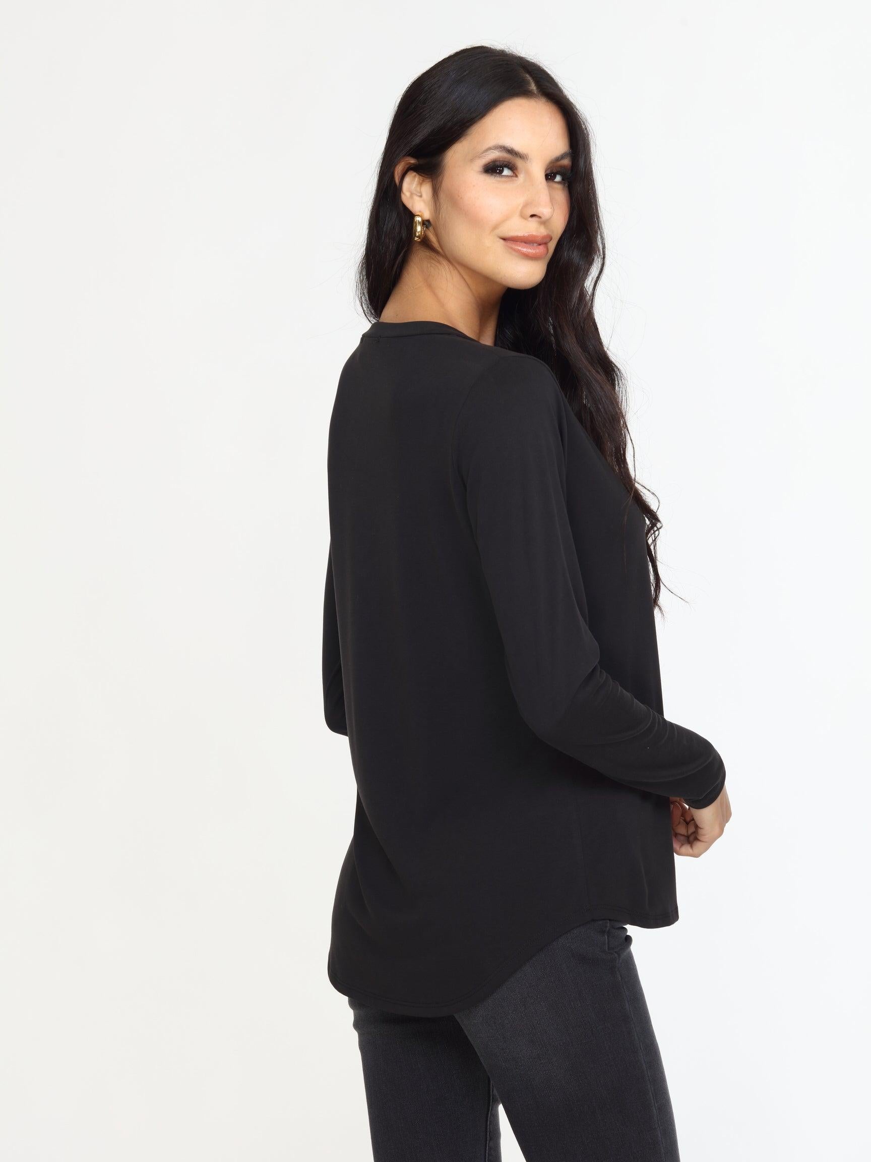 Black Cupro Long Sleeve Tee-FINAL SALE