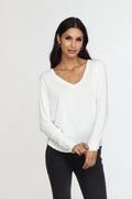 White Cupro Long Sleeve Tee-FINAL SALE