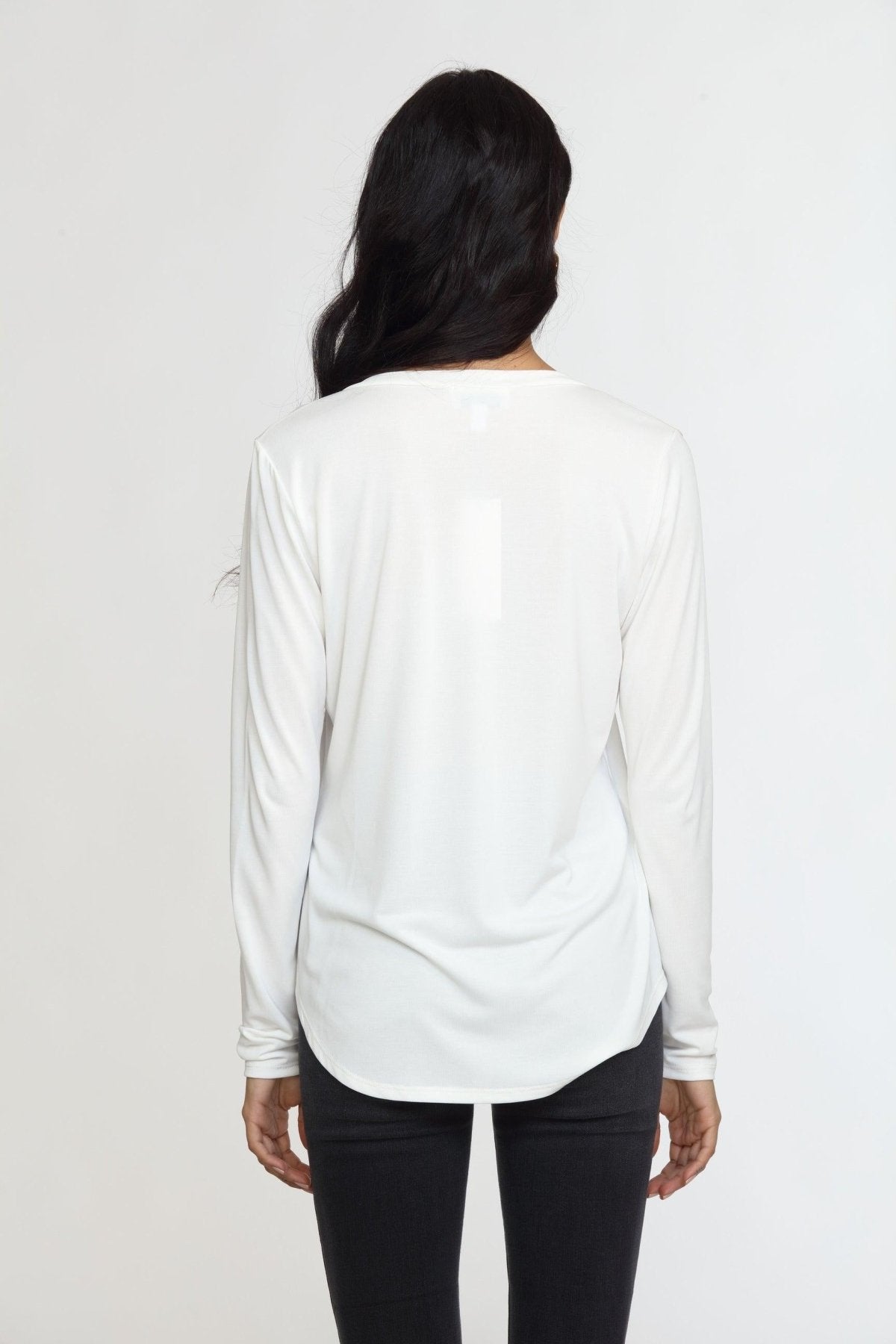 White Cupro Long Sleeve Tee-FINAL SALE