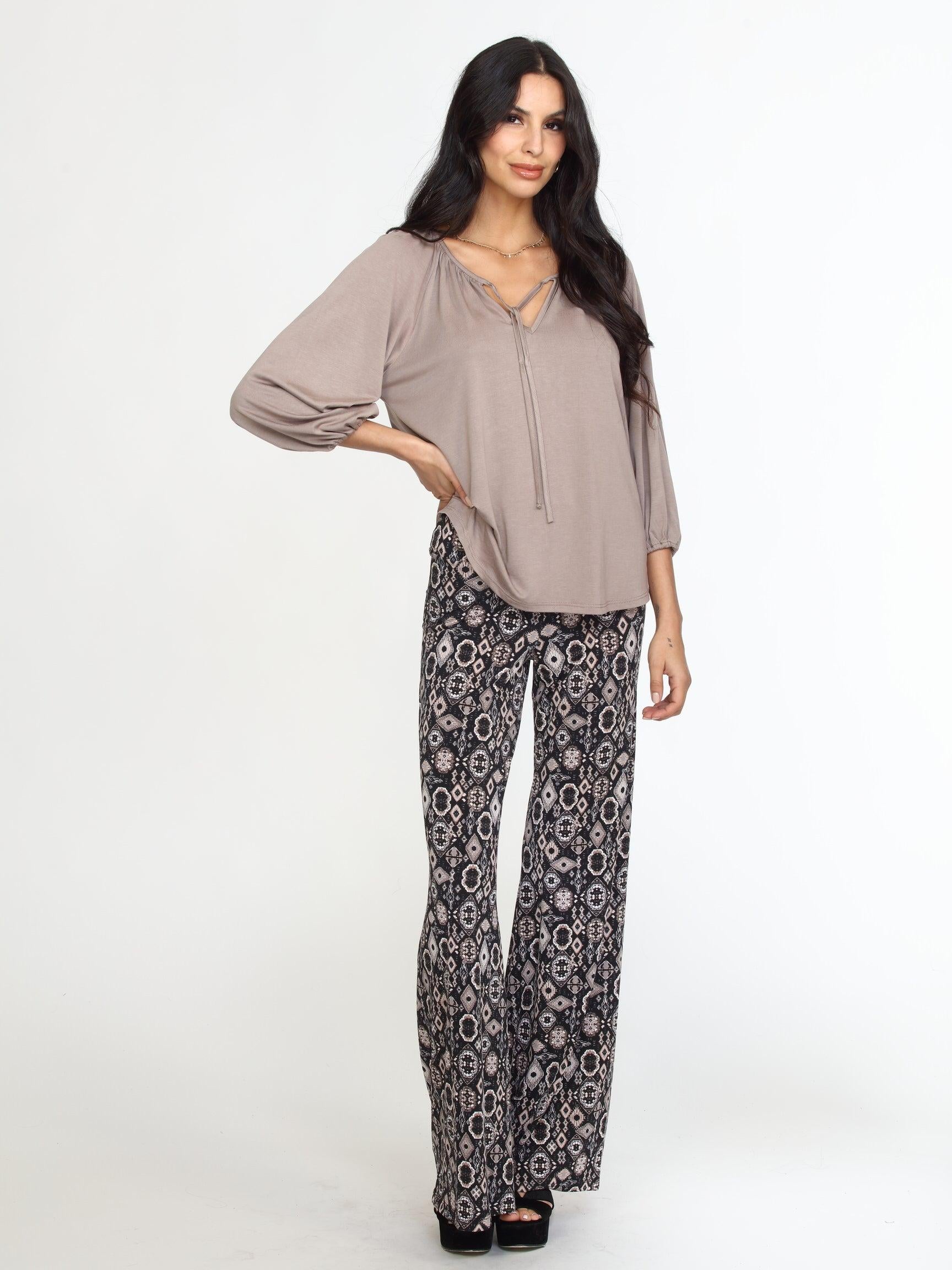 Chai Cupro Stretch Split Neck Top