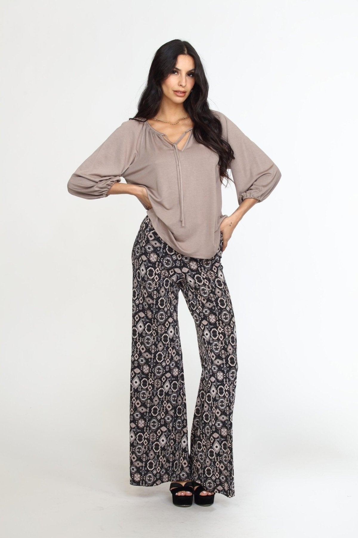 Chai Cupro Stretch Split Neck Top