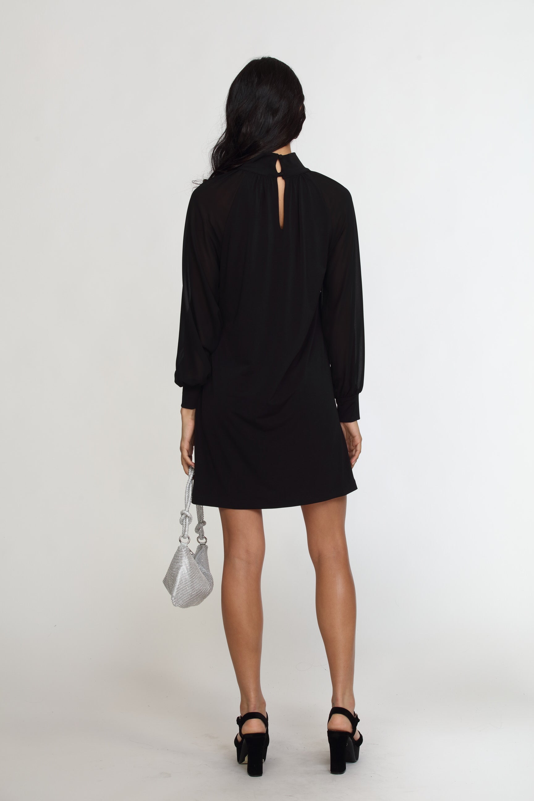 Black Chiffon Sleeve ITY Dress