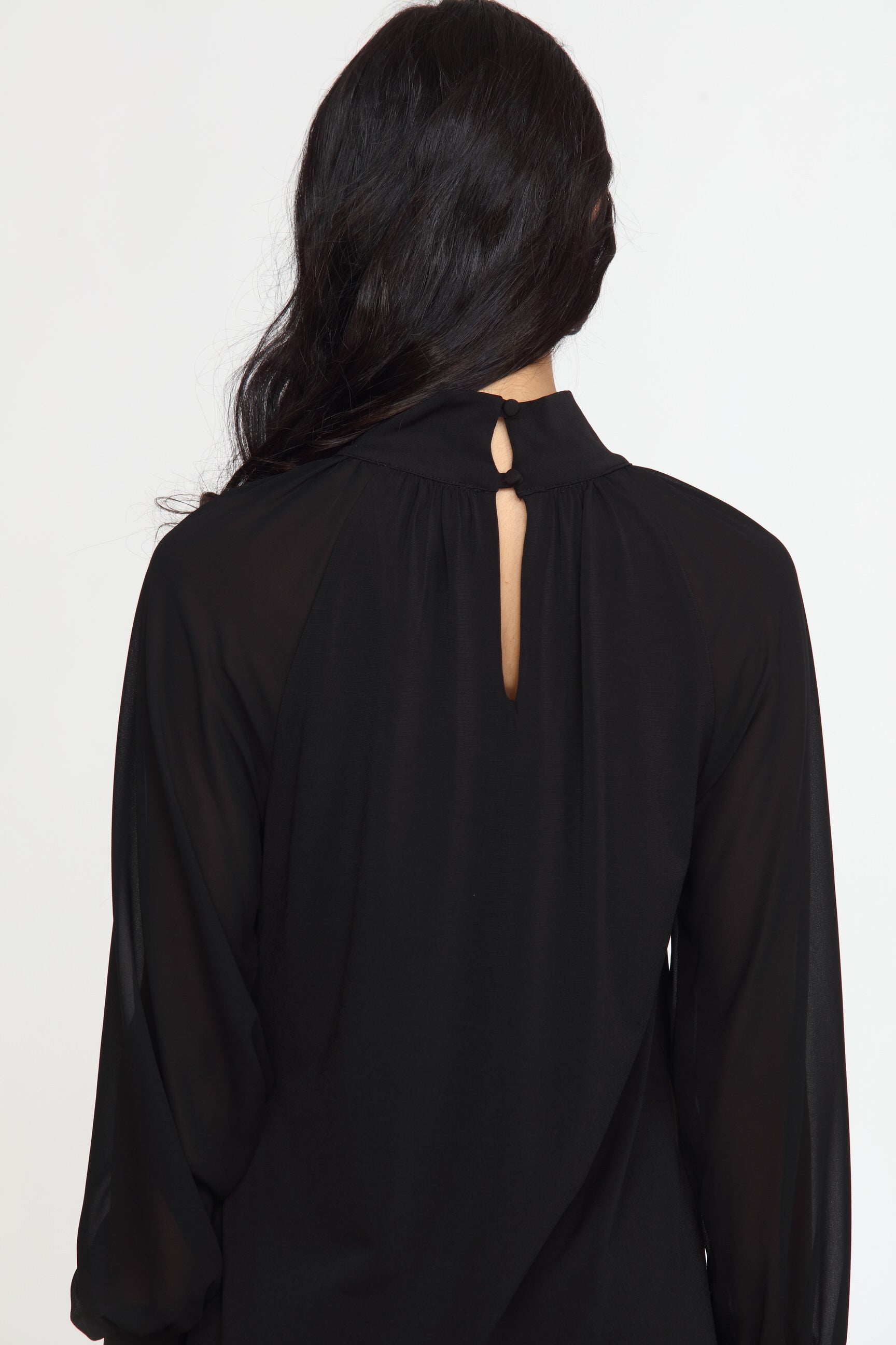 Black Chiffon Sleeve ITY Dress