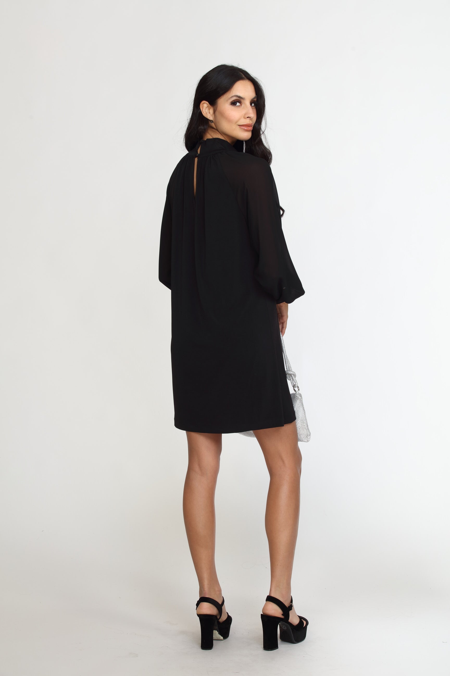 Black Chiffon Sleeve ITY Dress