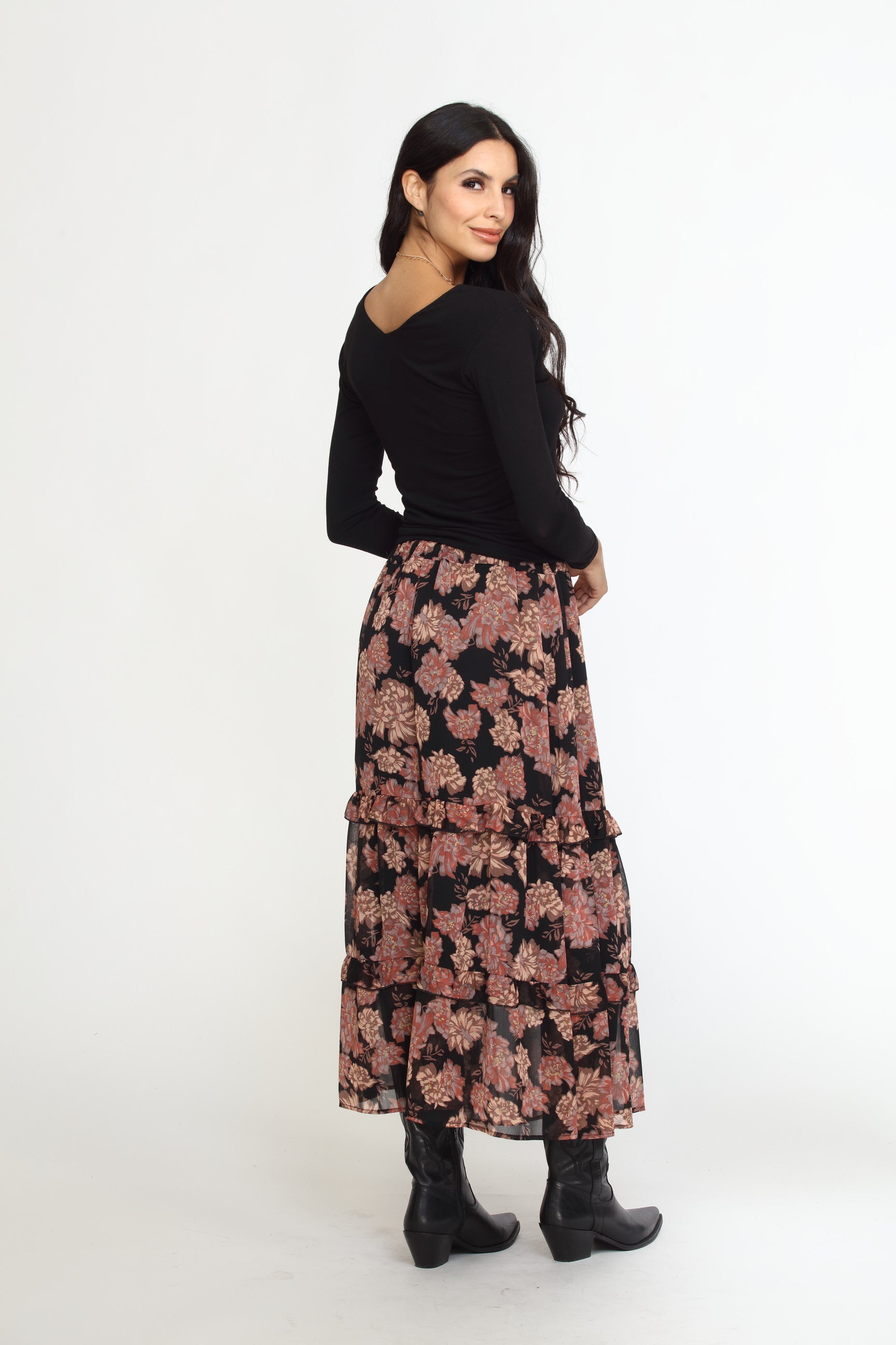 Chiffon ruffle outlet skirt