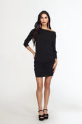 Black ITY Shirred Skirt Dress