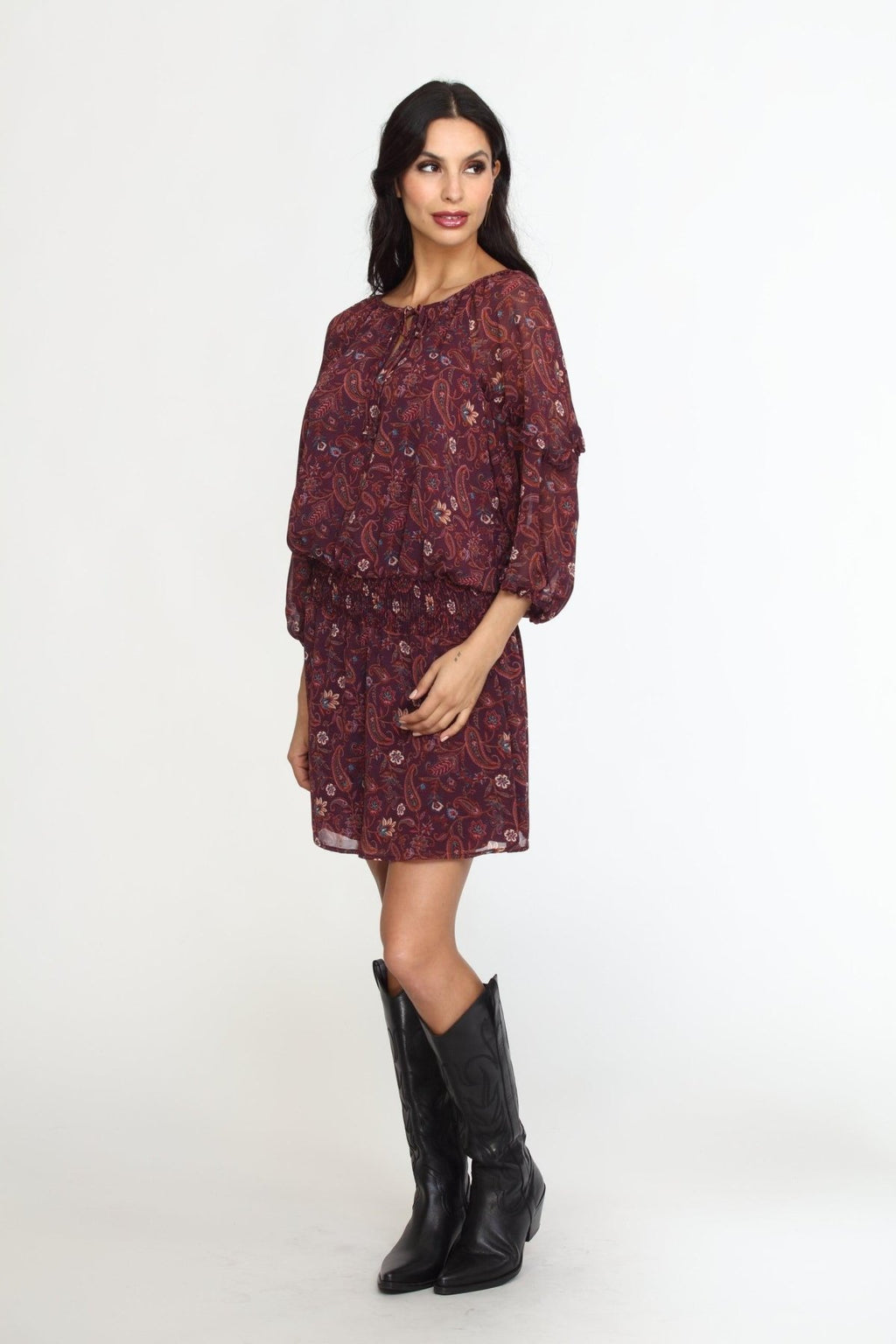 Gredana Chiffon Ruffle Dress-FINAL SALE