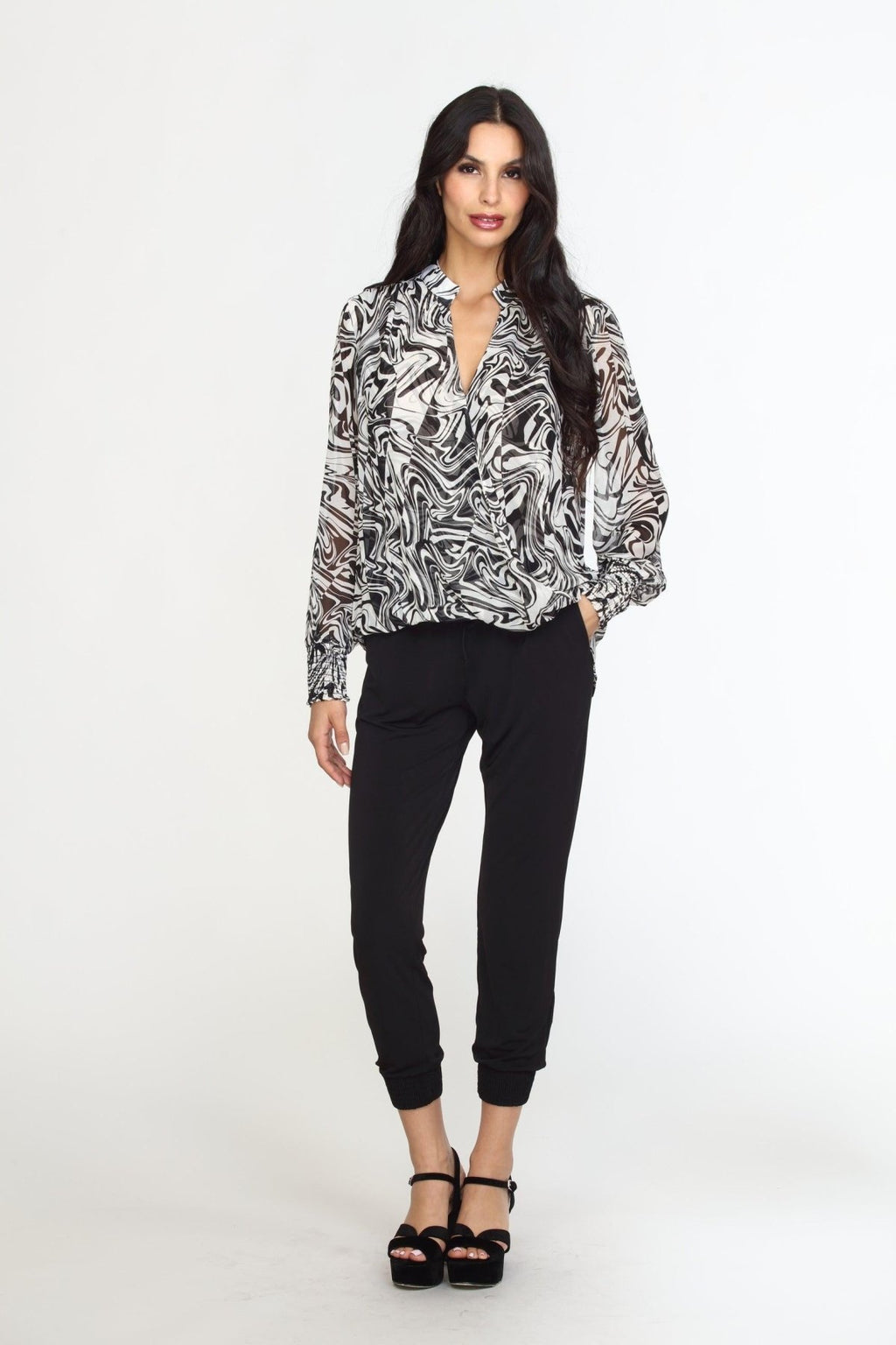 Foley Chiffon Surplice Smocked Top-FINAL SALE