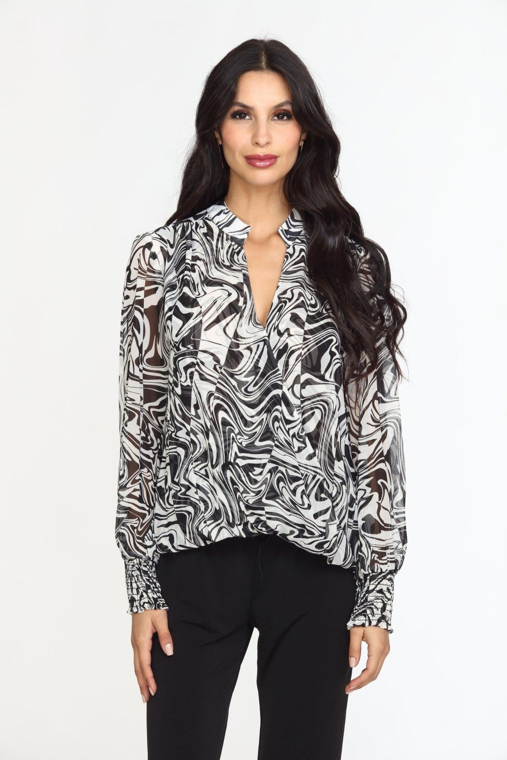 Foley Chiffon Surplice Smocked Top-FINAL SALE