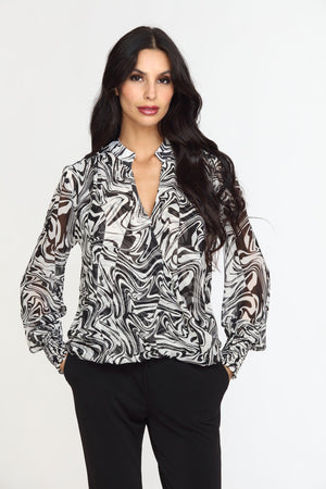 Foley Chiffon Surplice Smocked Top-FINAL SALE