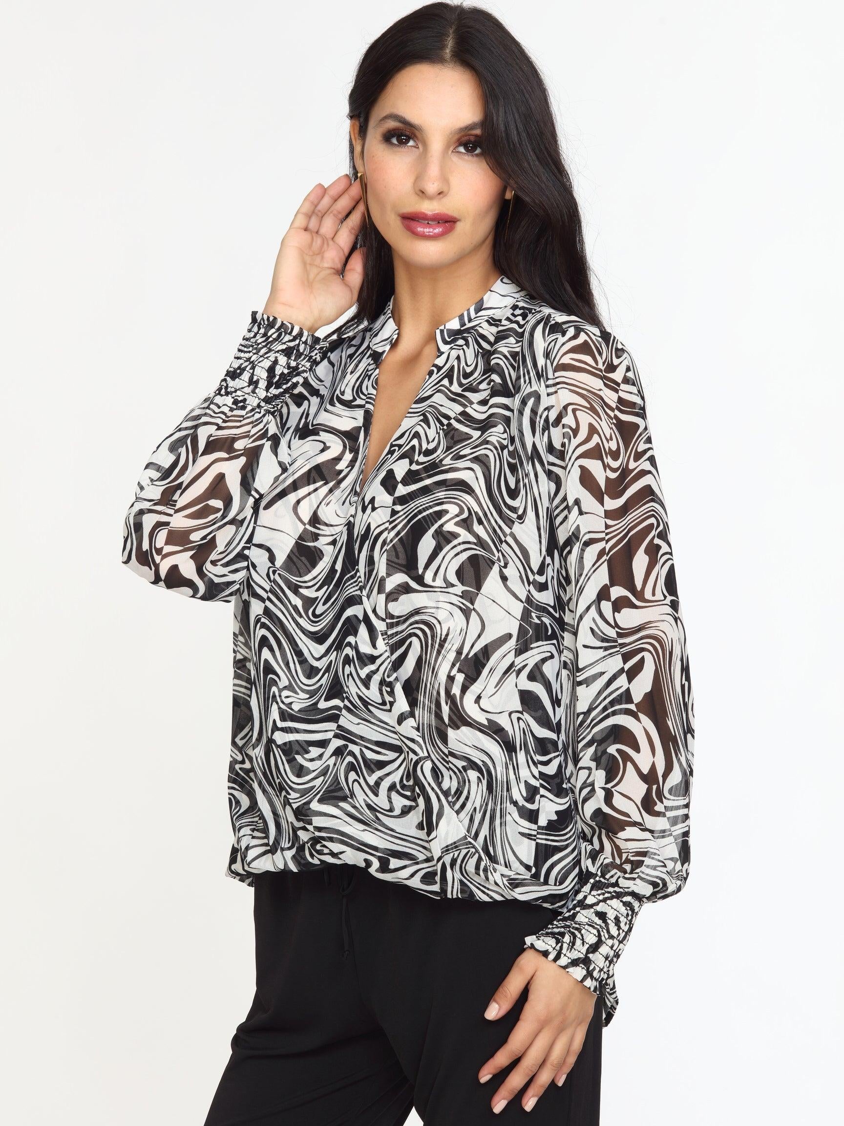 Foley Chiffon Surplice Smocked Top-FINAL SALE