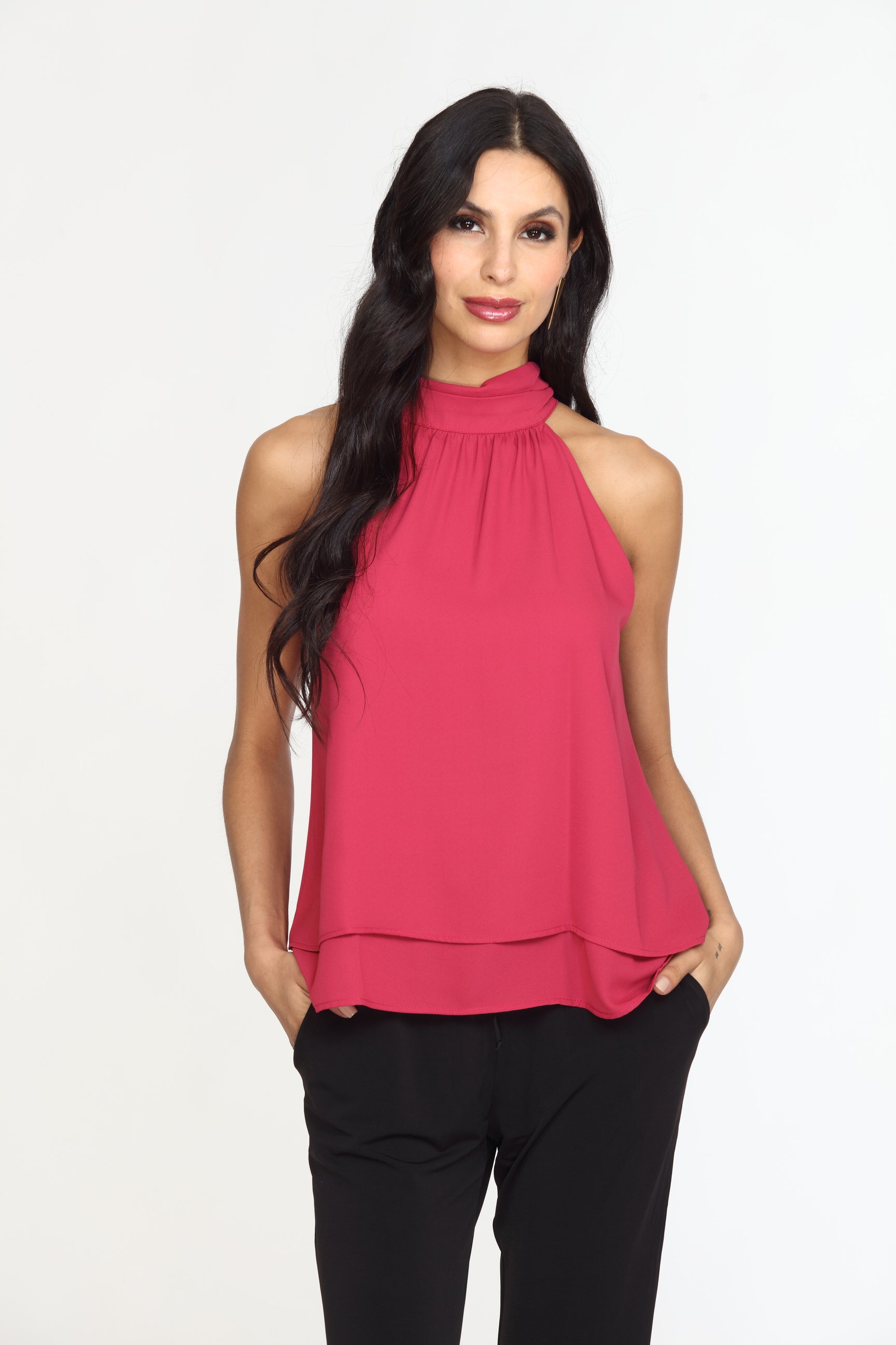 Berry Layered Halter Top-FINAL SALE