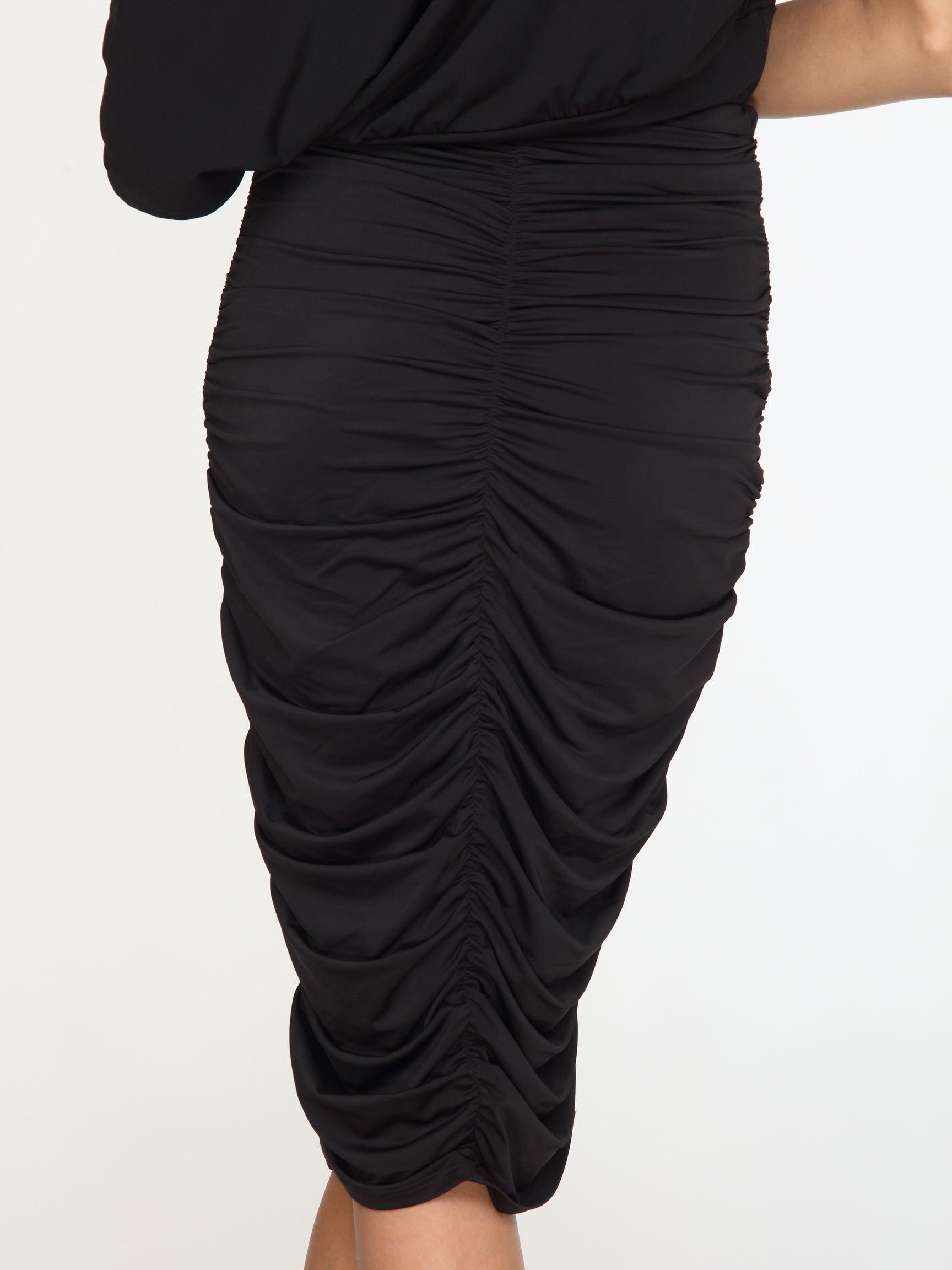 Black Venezia Shirred Skirt