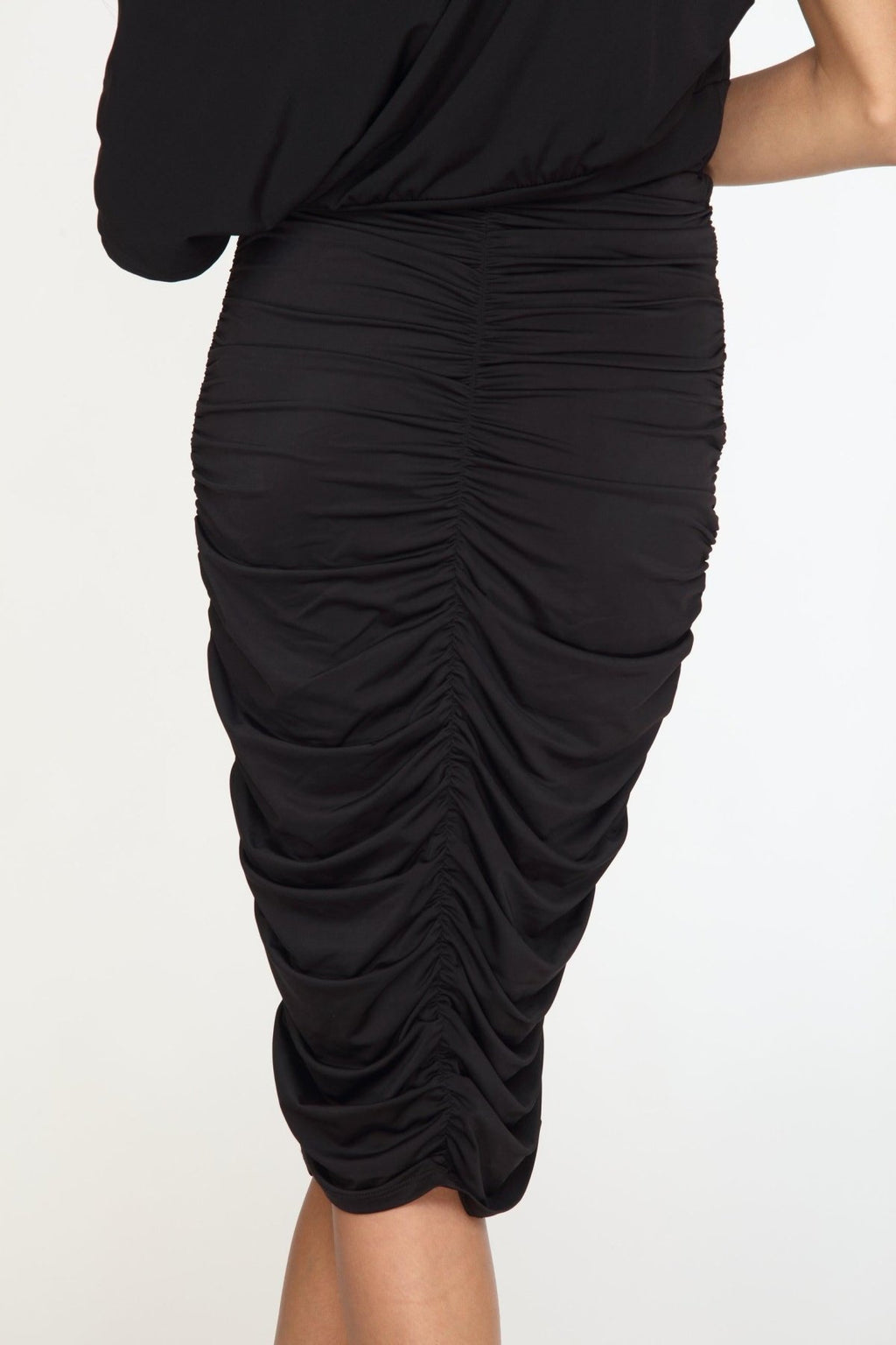Black Venezia Shirred Skirt