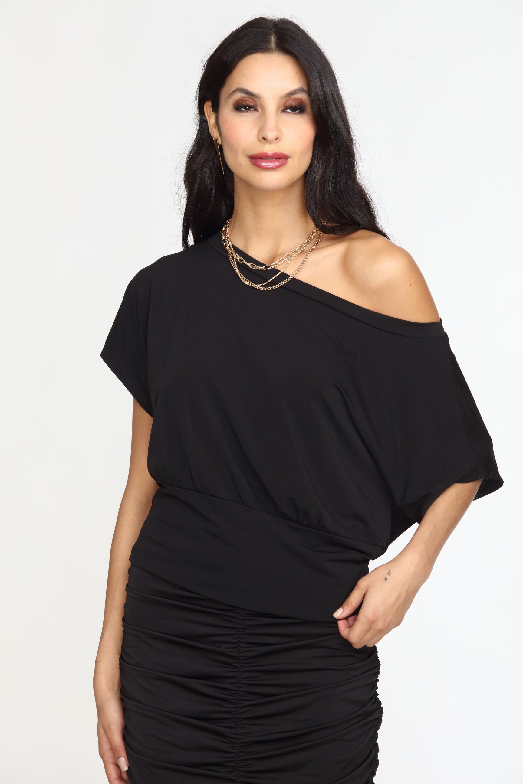 Black ITY Cropped Banded Tee