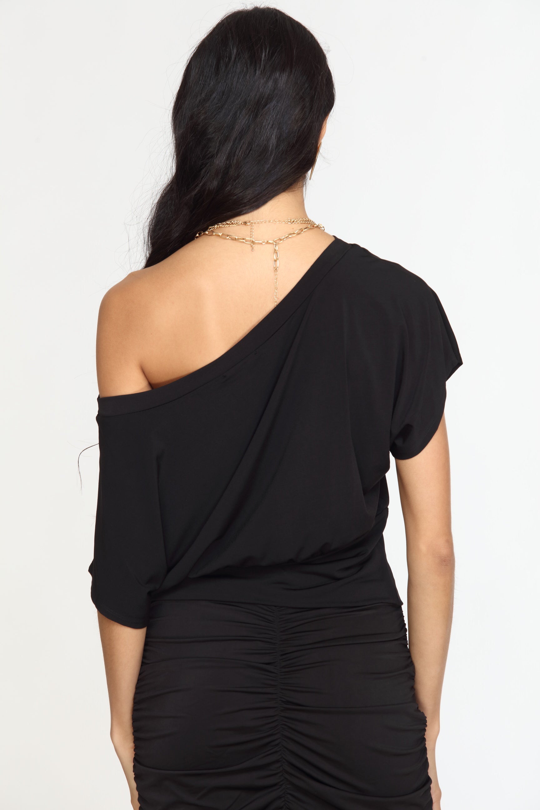 Black ITY Cropped Banded Tee