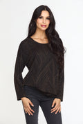 Gold Geo Sparkle Open Back Dolman Top-FINAL SALE