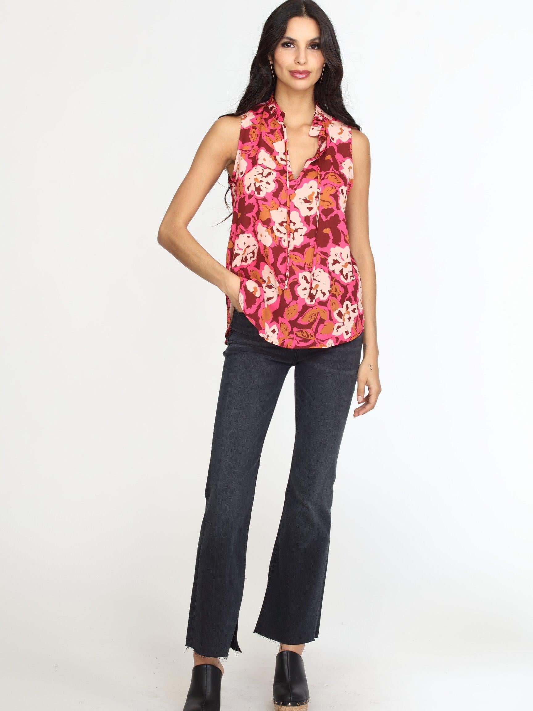Lea Pleated Neck Sleeveless Blouse-FINAL SALE