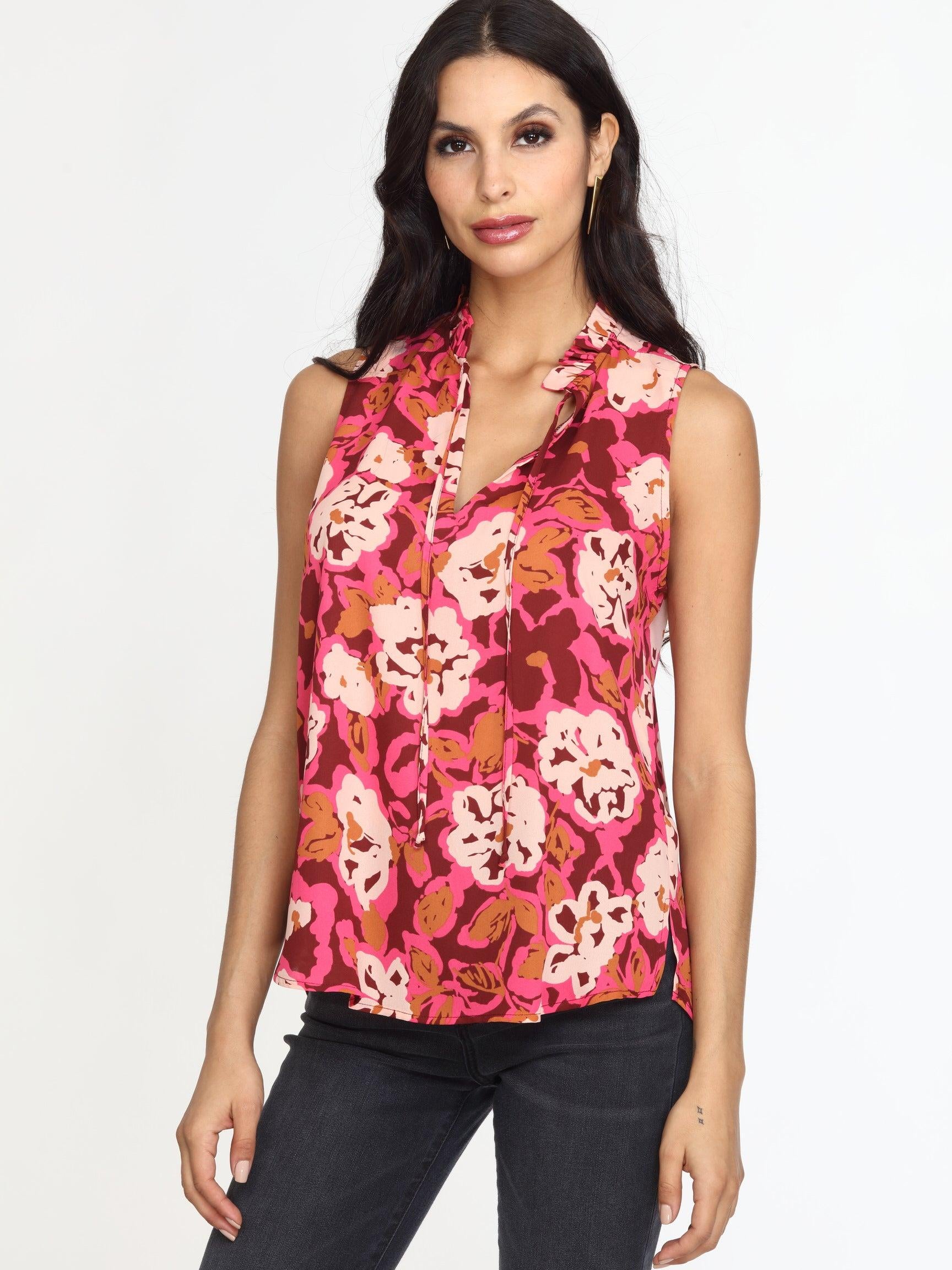 Lea Pleated Neck Sleeveless Blouse-FINAL SALE