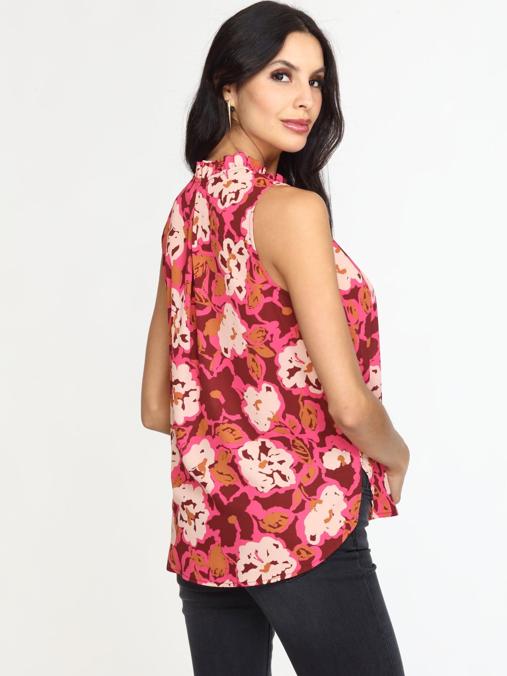 Lea Pleated Neck Sleeveless Blouse-FINAL SALE