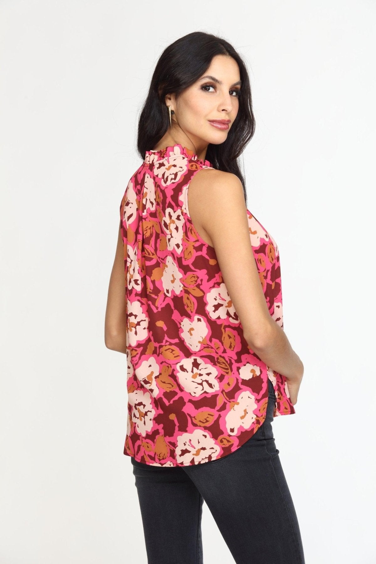 Lea Pleated Neck Sleeveless Blouse-FINAL SALE