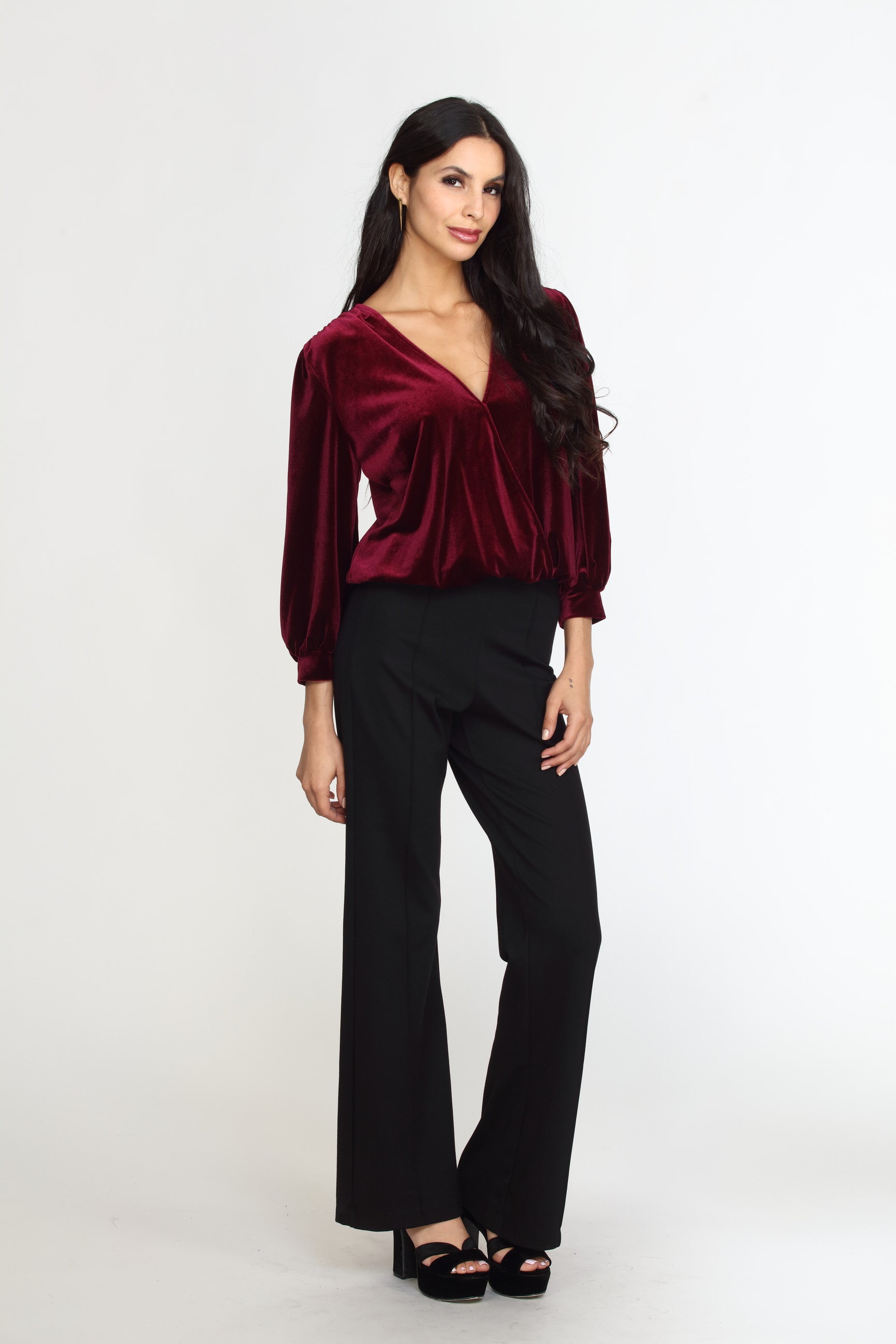 Black Ponti Flare Leg Pants-BEST SELLER