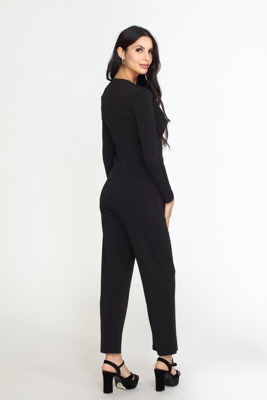 Black Deep V-Neck Jumpsuit -FINAL SALE