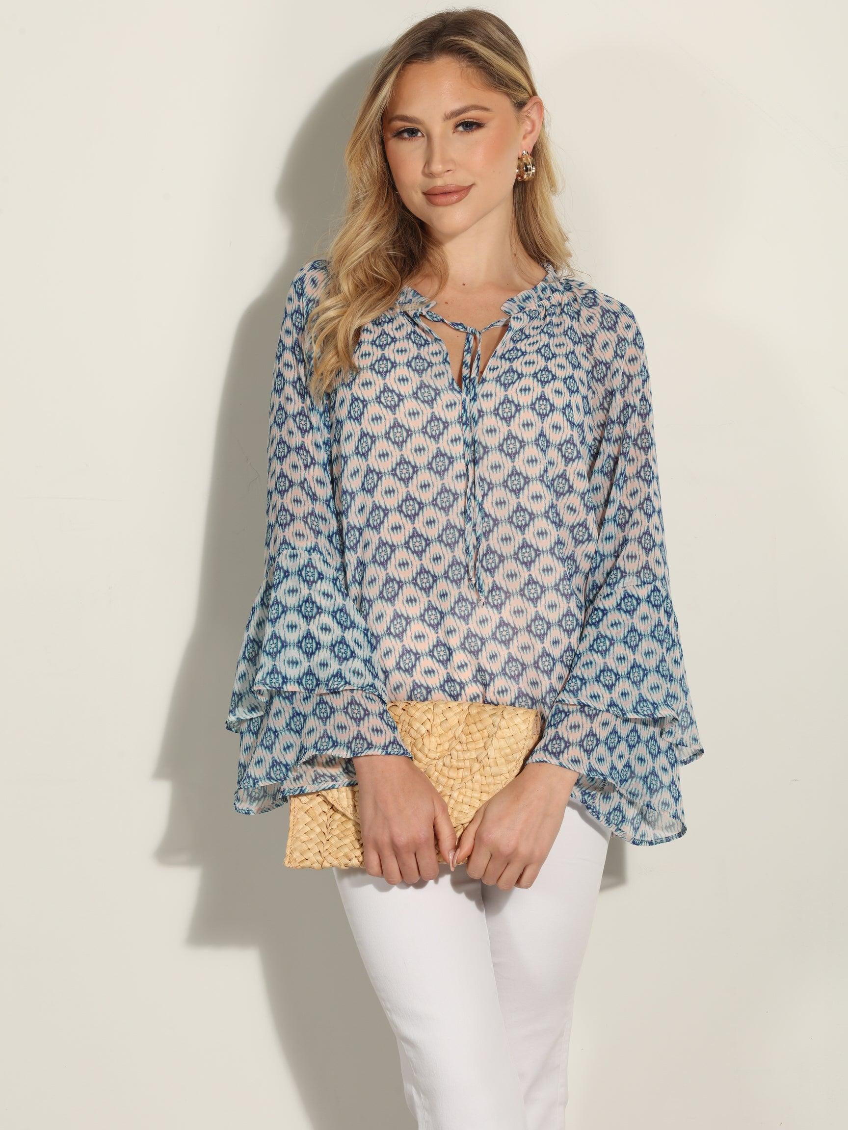 Xandra Flare Boho Sleeve Blouse-FINAL SALE