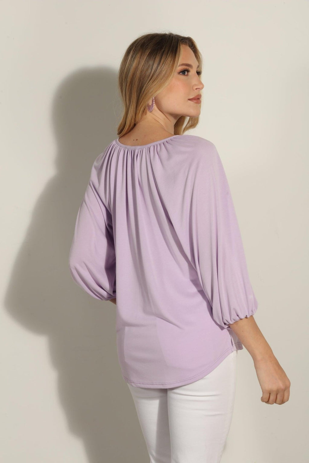 Lilac Cupro Stretch Split Neck Top