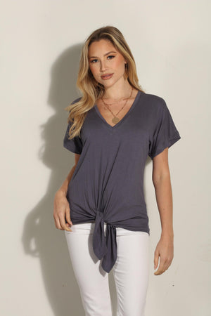 Pewter Tee with Front Tie