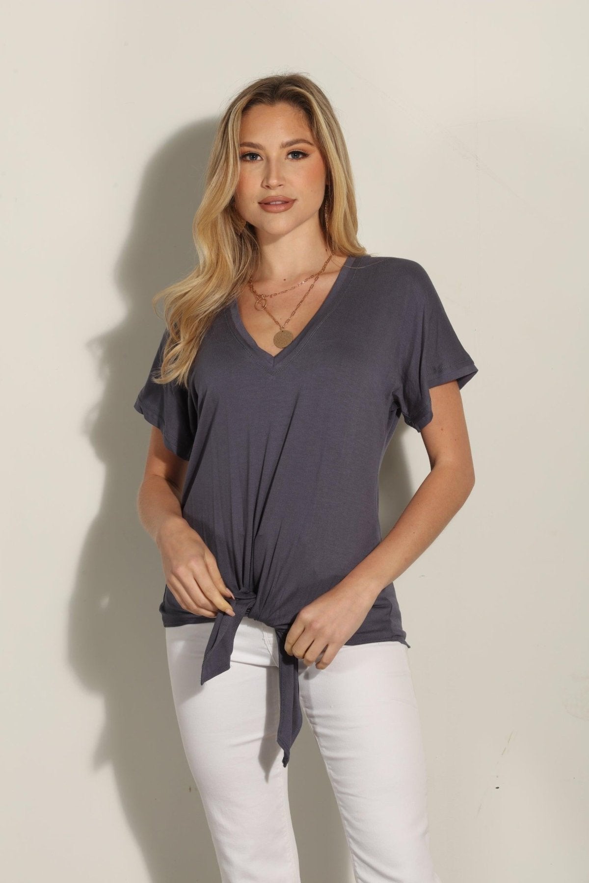 Pewter Tee with Front Tie