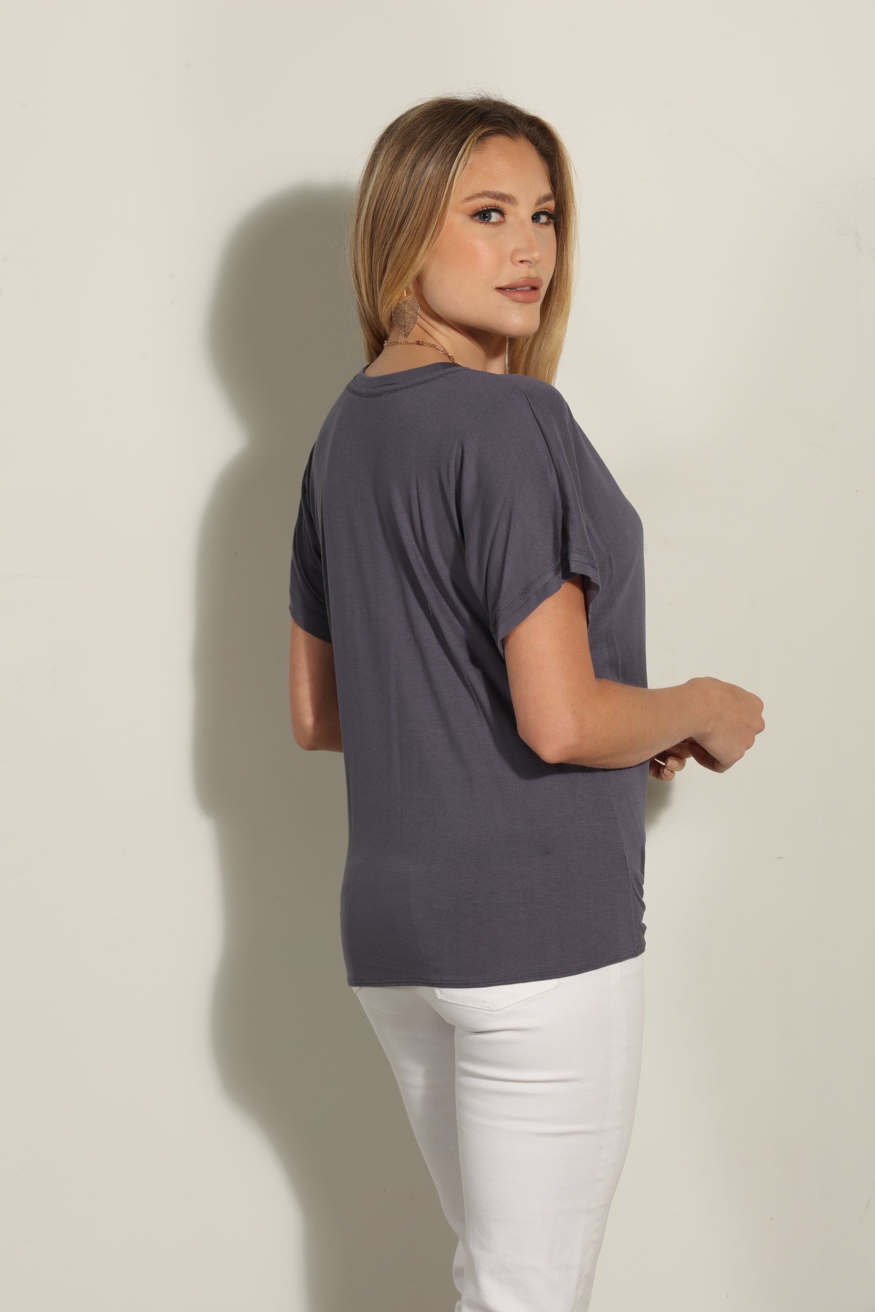Pewter Tee with Front Tie