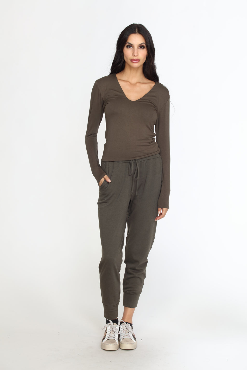 Olive Soft French Terry Joggers - FINAL SALE