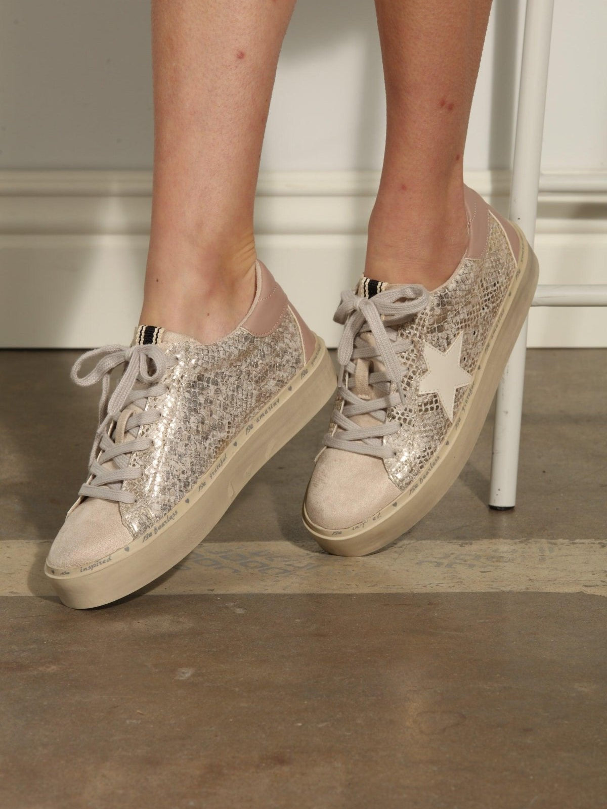 Reba Gold Snake Sneakers-FINAL SALE