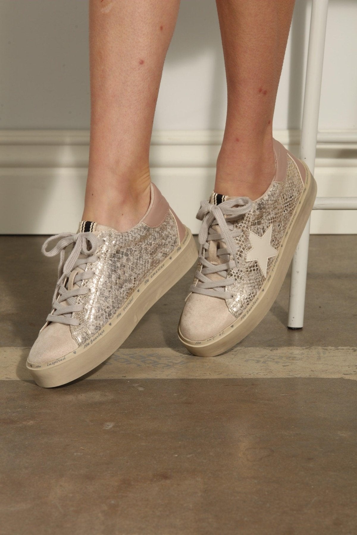 Reba Gold Snake Sneakers-FINAL SALE