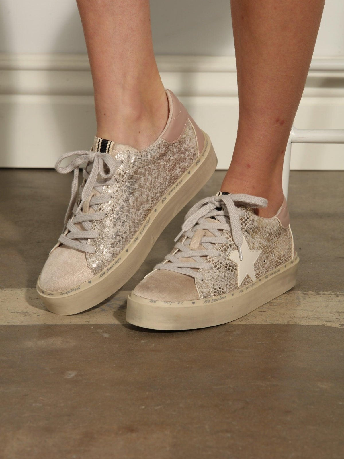 Reba Gold Snake Sneakers-FINAL SALE