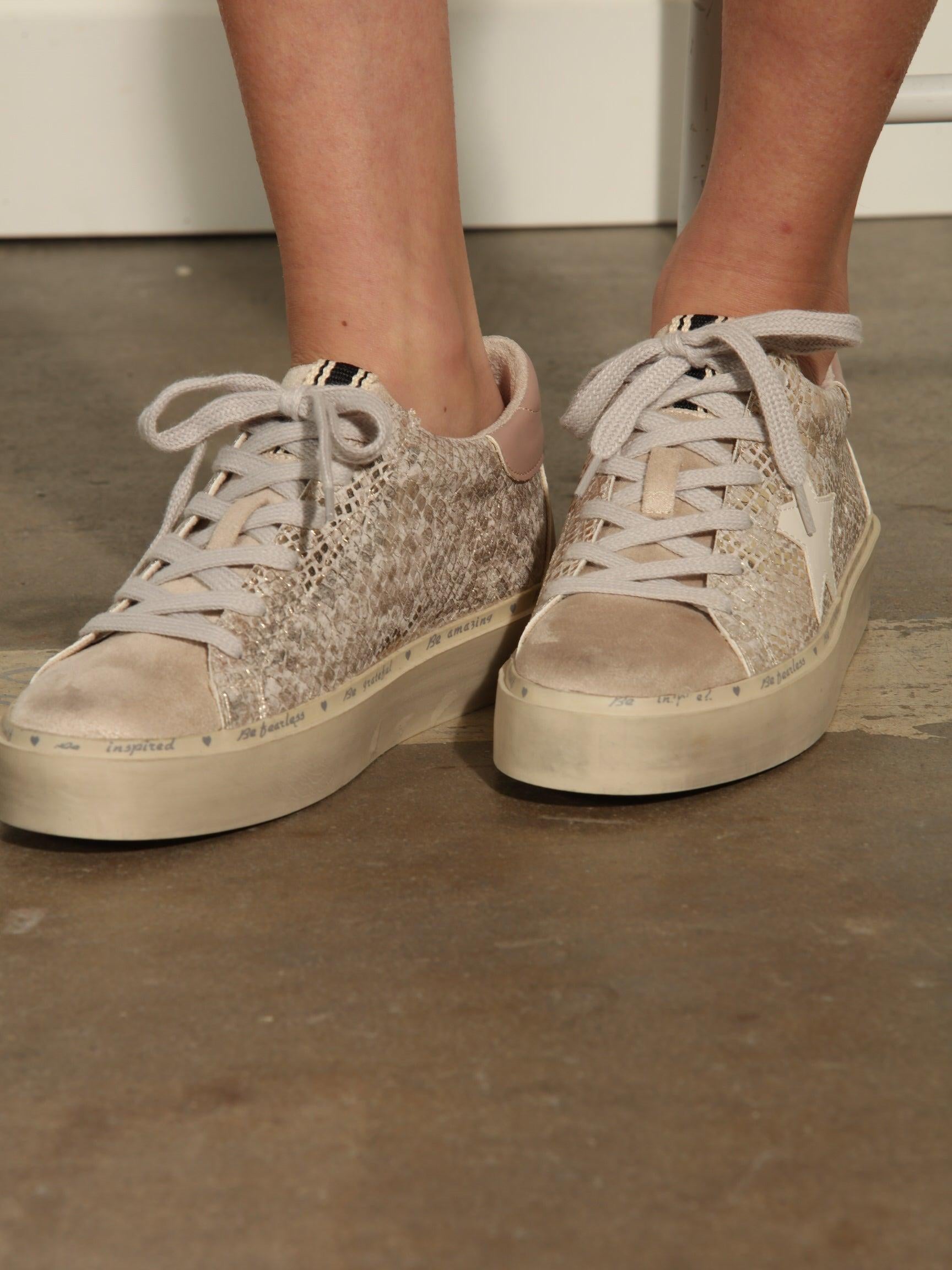 Reba Gold Snake Sneakers-FINAL SALE