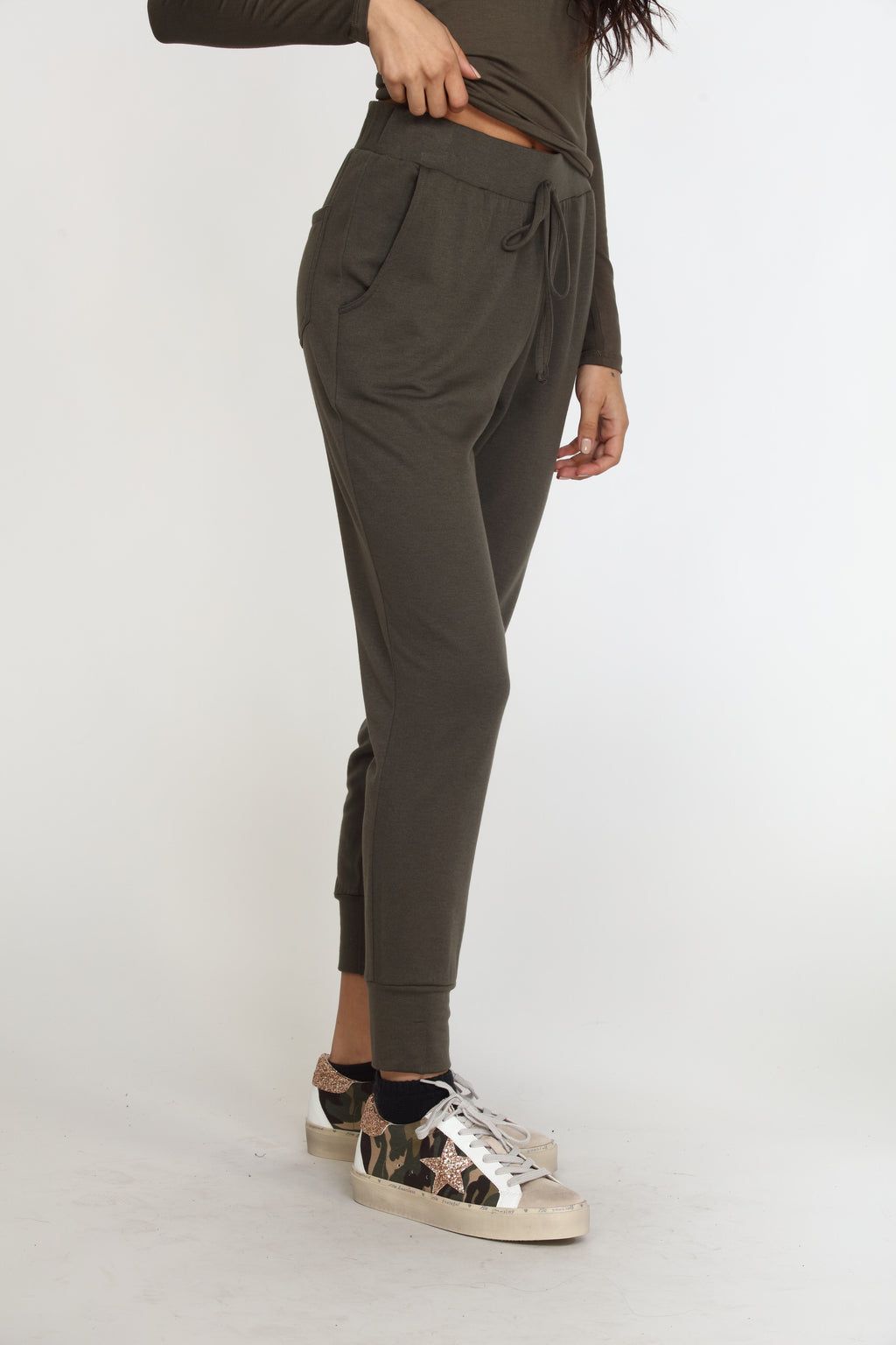 Olive Soft French Terry Joggers - FINAL SALE