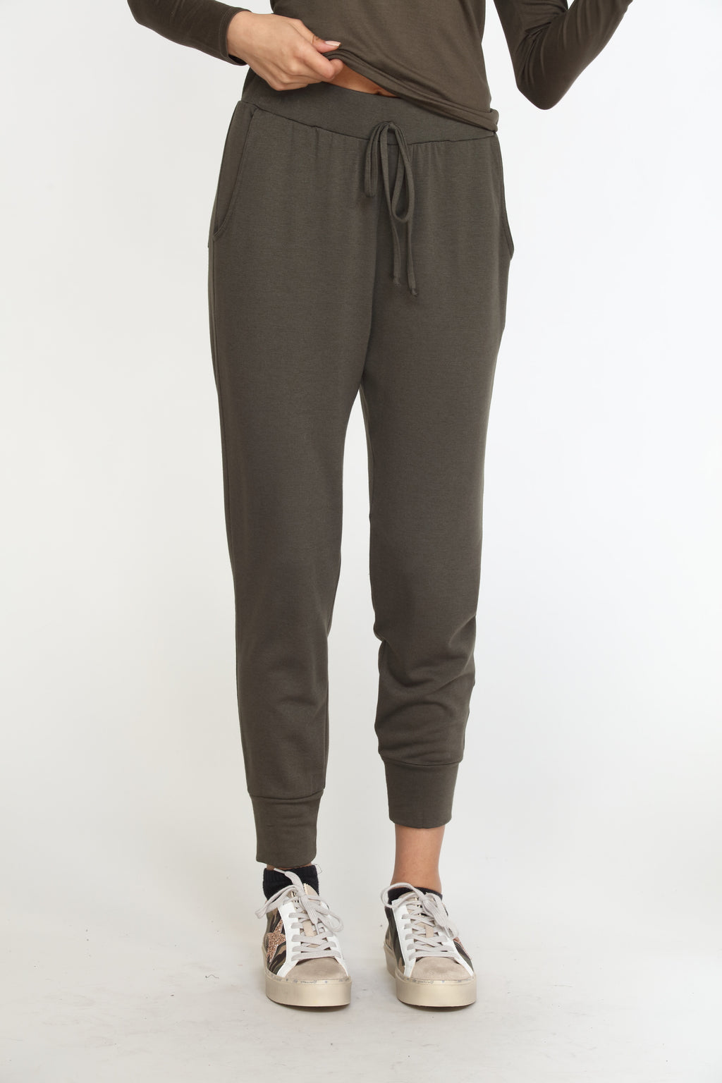 Olive Soft French Terry Joggers - FINAL SALE