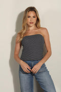 Lined Mom Cropped Tube Top-Striped-FINAL SALE